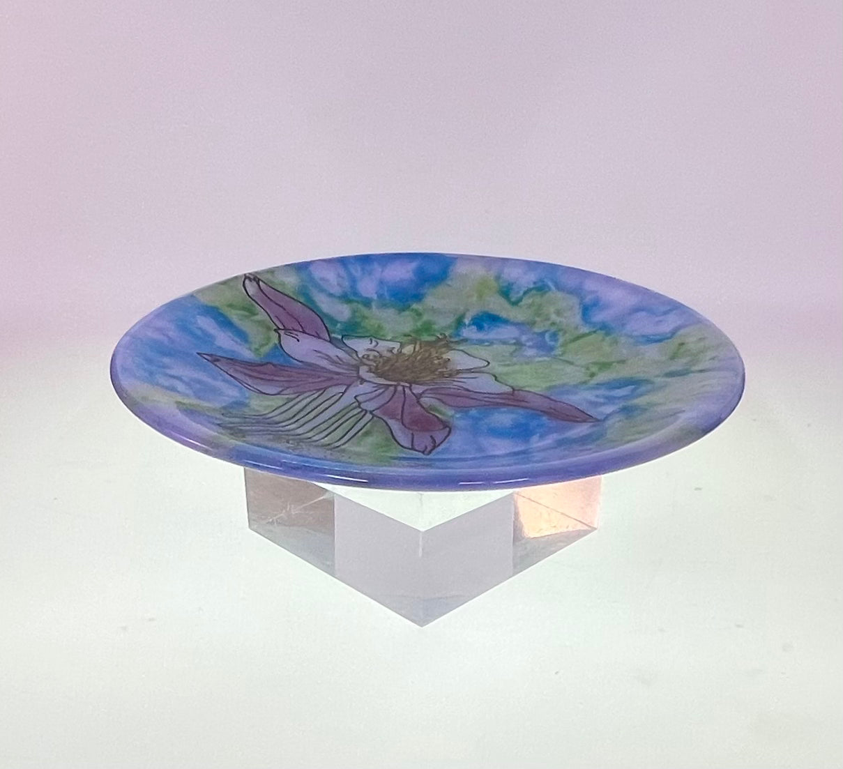 Purple Columbine Glass Dish - Powerglassworks