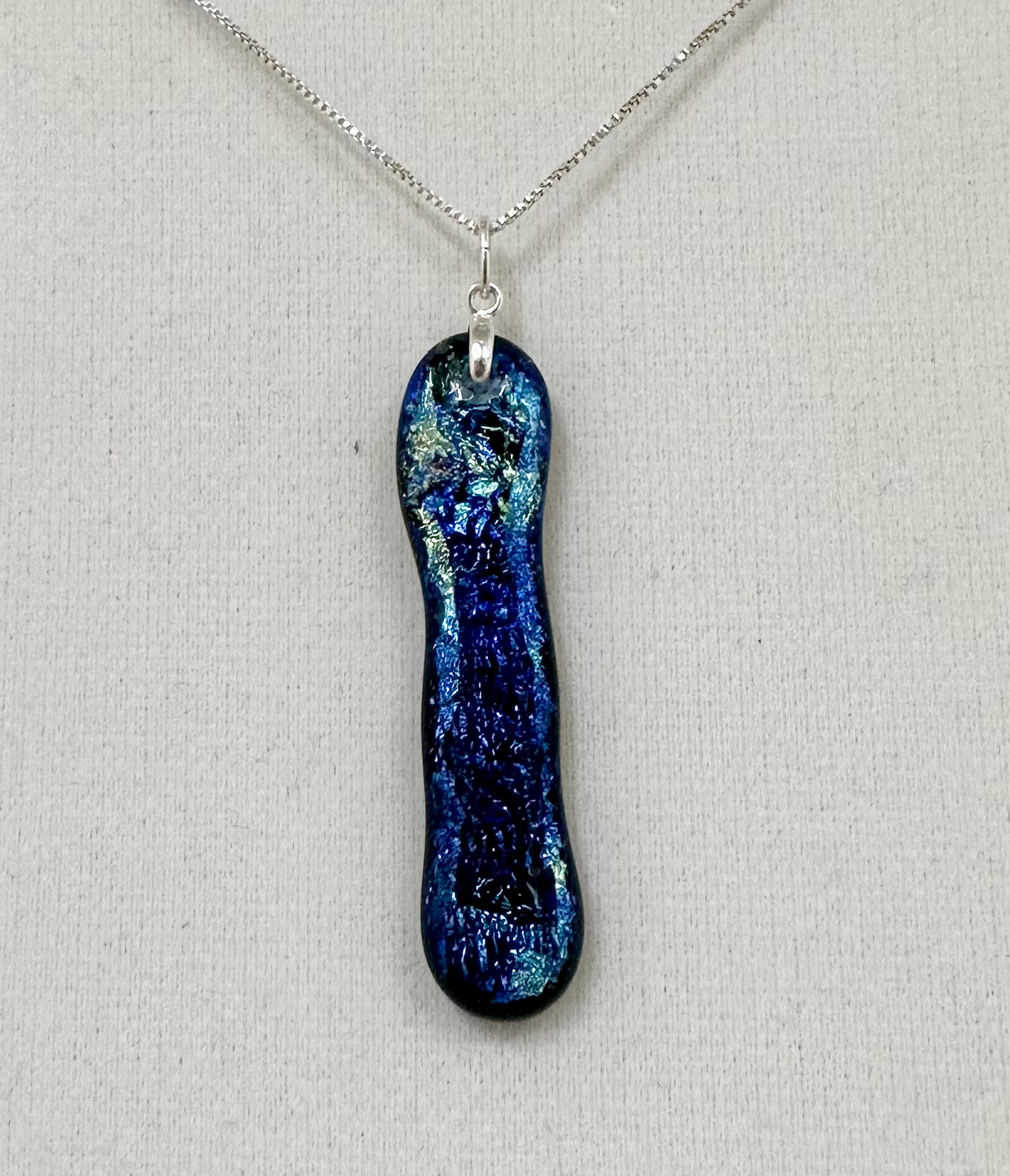 Blue and Silver Dichroic Glass Pendant - Powerglassworks