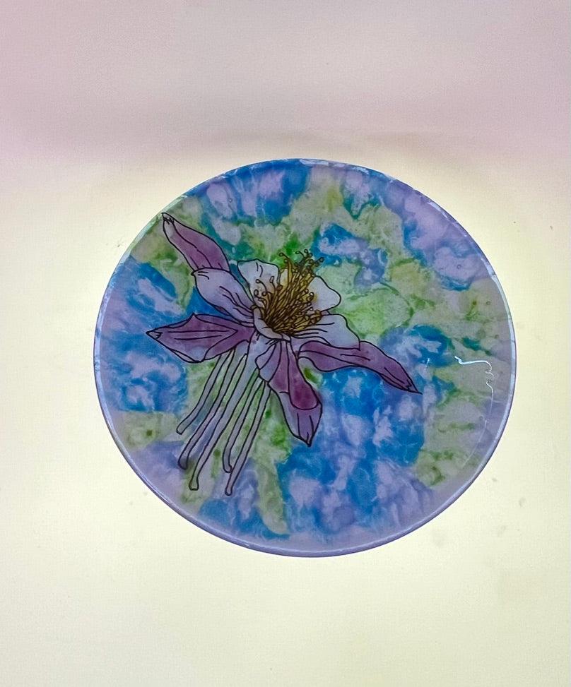 Purple Columbine Glass Dish - Powerglassworks