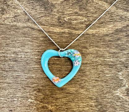 Blue Heart Glass Pendant - Powerglassworks