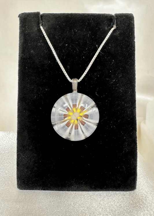 Round Purple & Yellow Fused Glass Pendant - Powerglassworks