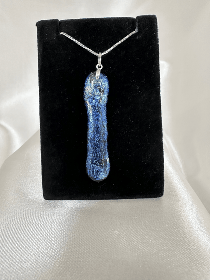 Blue and Silver Dichroic Glass Pendant - Powerglassworks