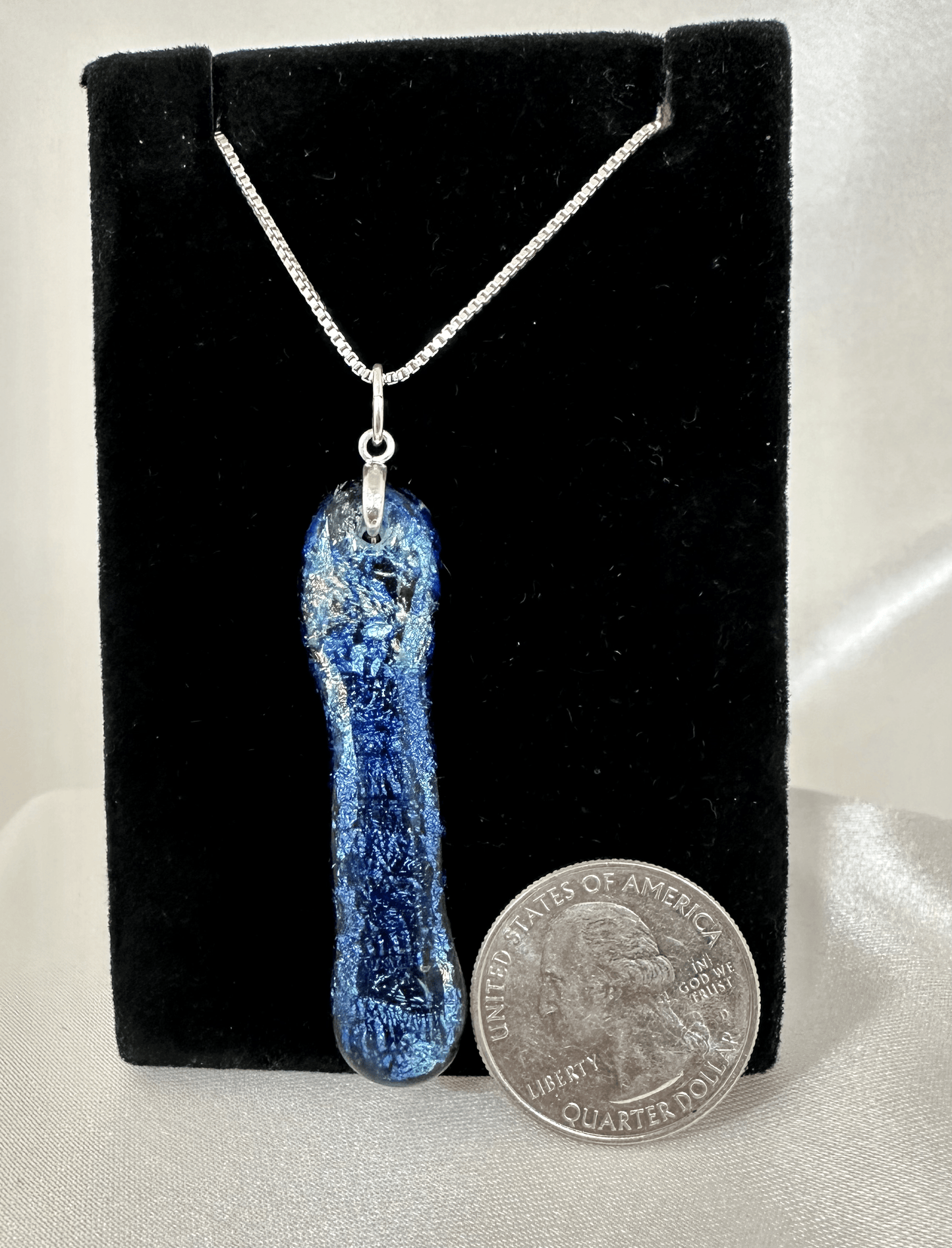 Blue and Silver Dichroic Glass Pendant - Powerglassworks