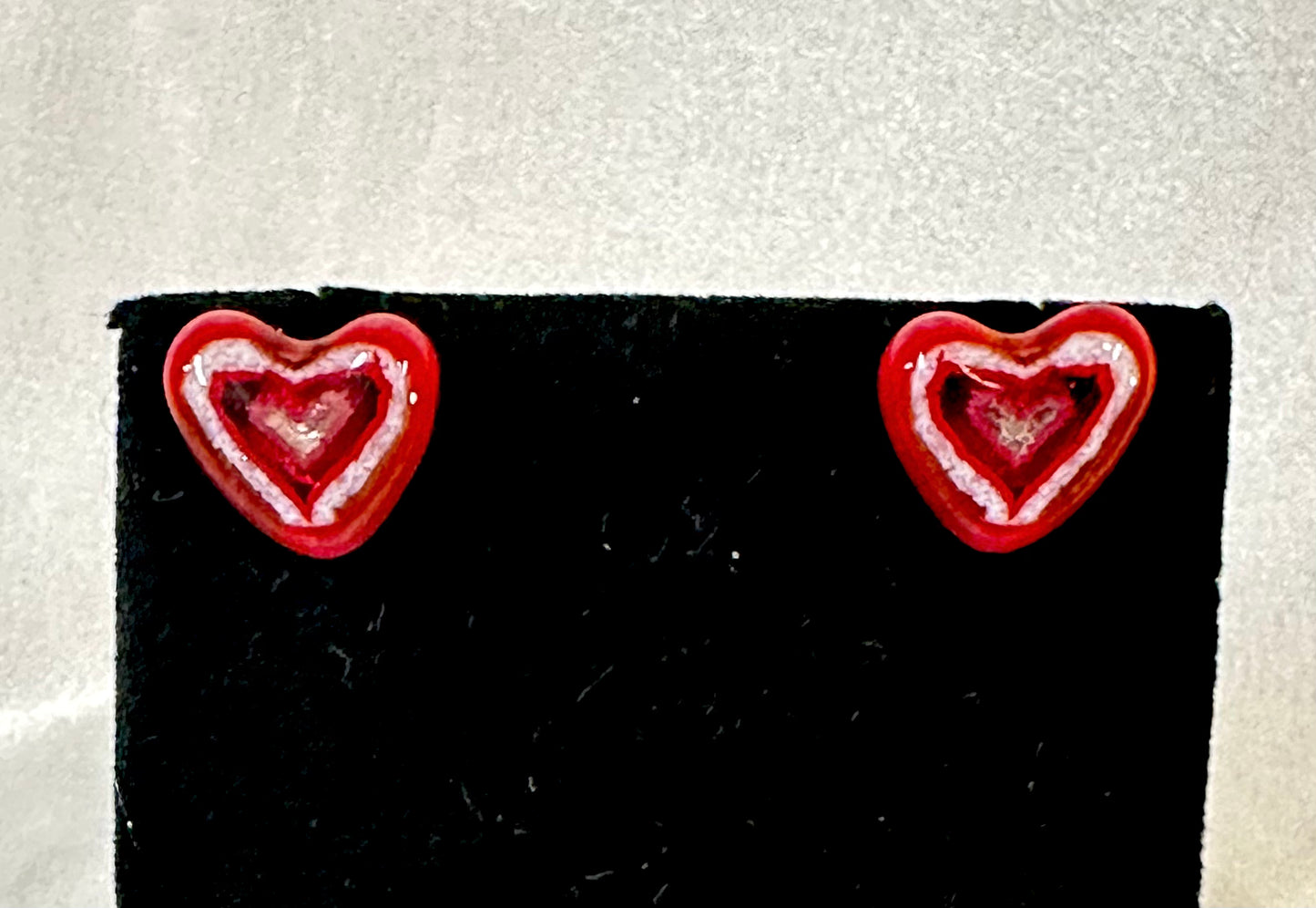 Red Heart Earrings With White Accents - Powerglassworks