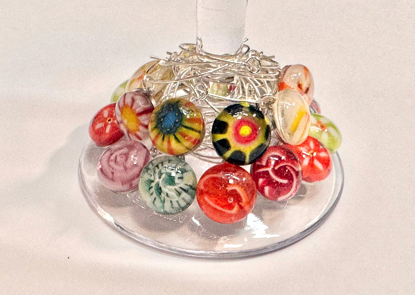 Wine Glass Charm Sets - Silver Metal - Powerglassworks