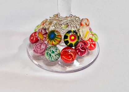 Wine Glass Charm Sets - Silver Metal - Powerglassworks