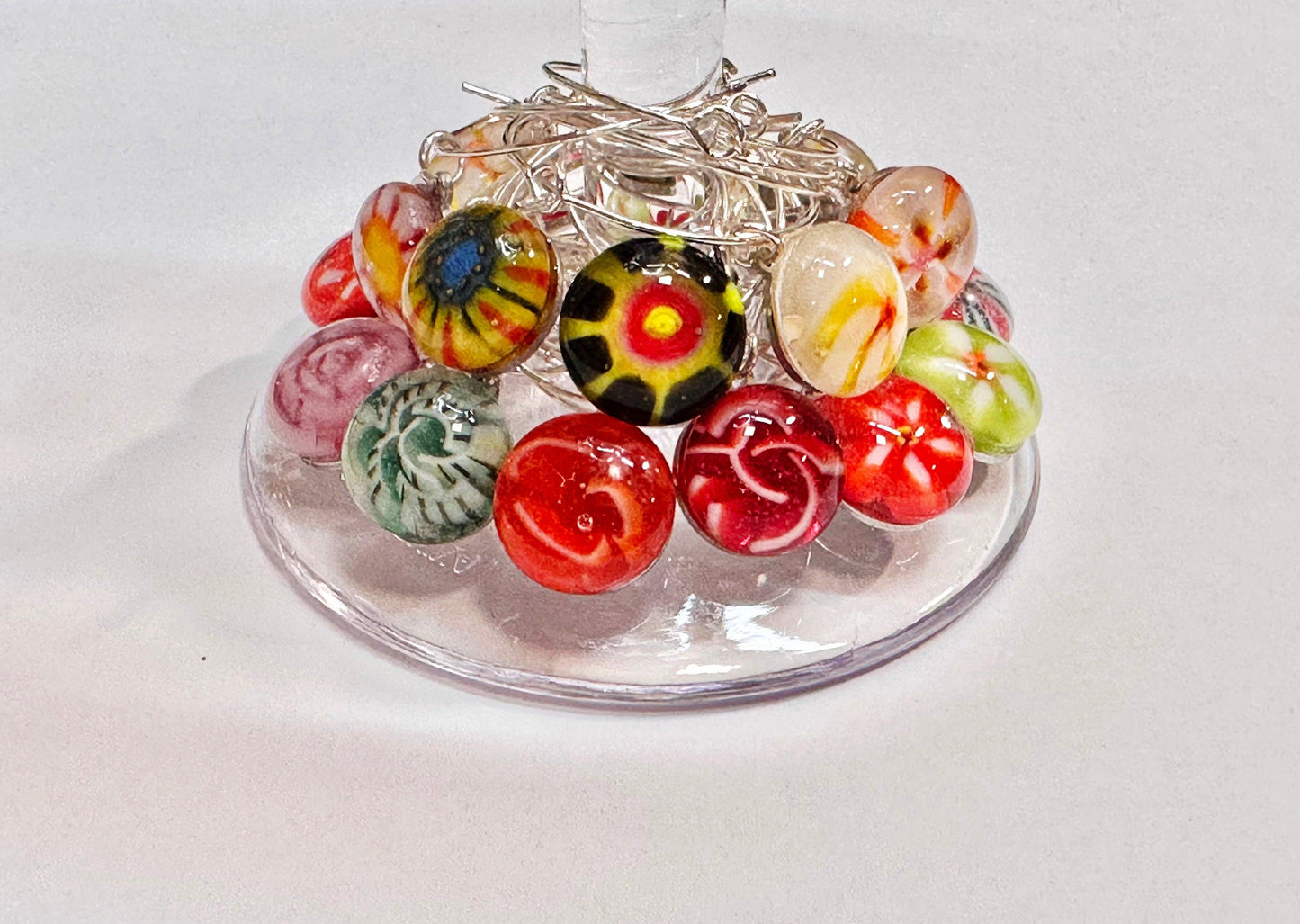 Wine Glass Charm Sets - Silver Metal - Powerglassworks