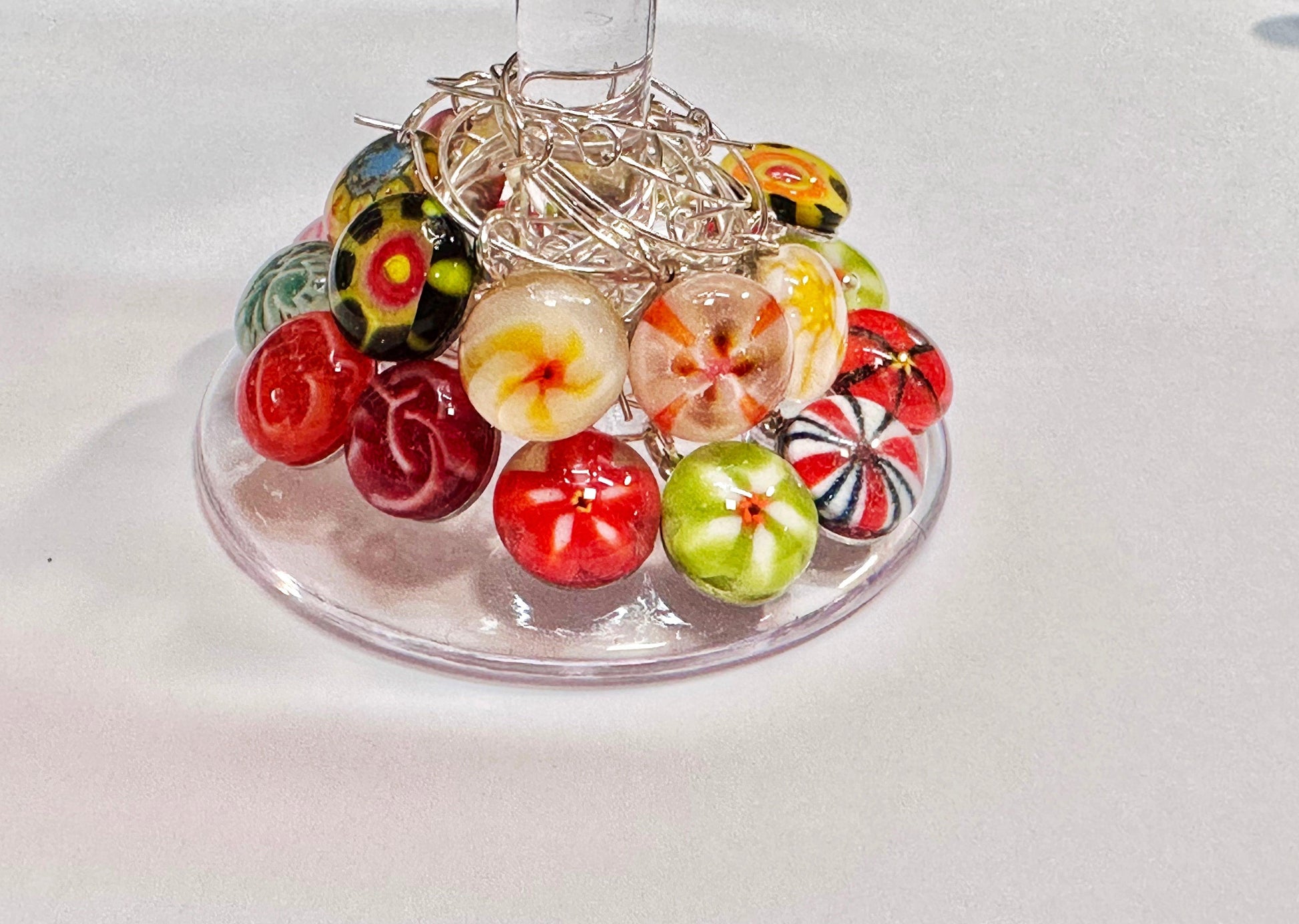 Wine Glass Charm Sets - Silver Metal - Powerglassworks