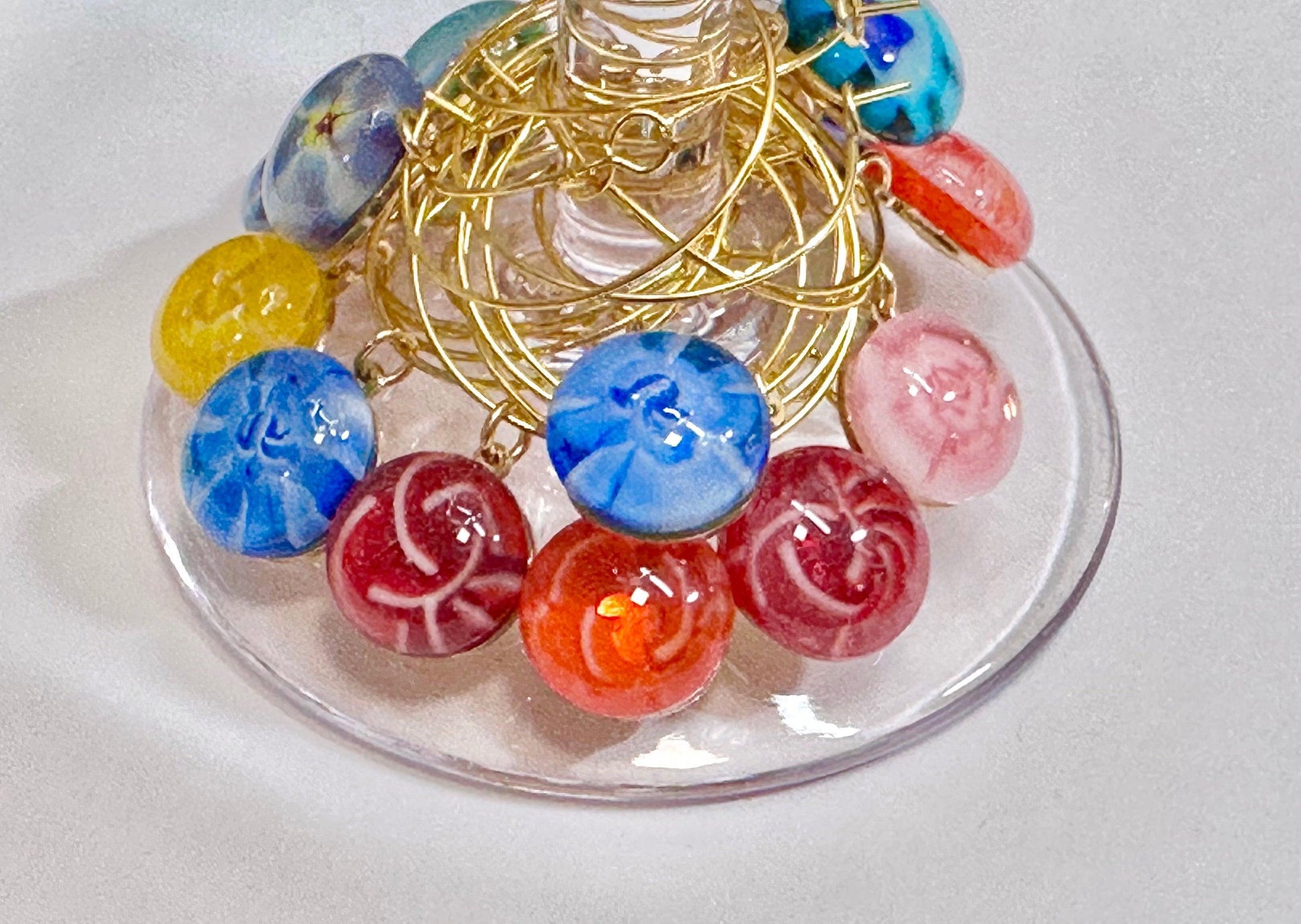 Wine Glass Charm Sets - Gold Metal - Powerglassworks