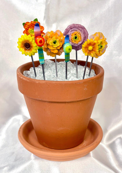 Small Fused Glass Flower Garden Stakes - 7" - Powerglassworks