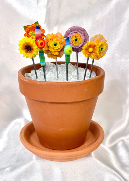 Small Fused Glass Flower Garden Stakes - 7" - Powerglassworks