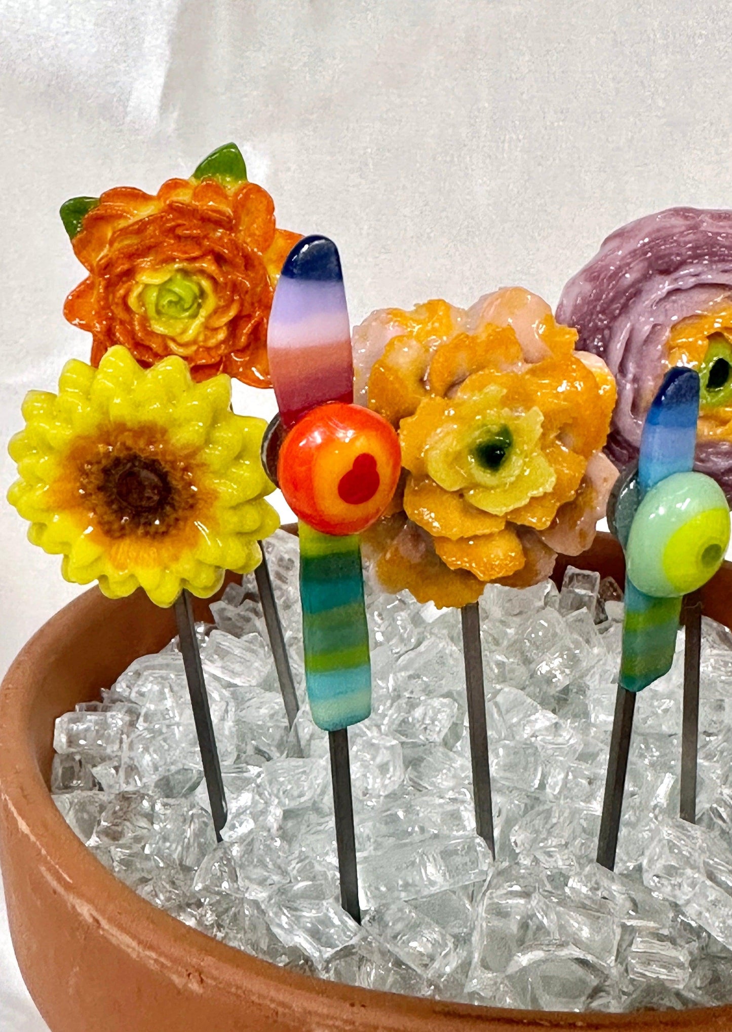 Small Fused Glass Flower Garden Stakes - 7" - Powerglassworks