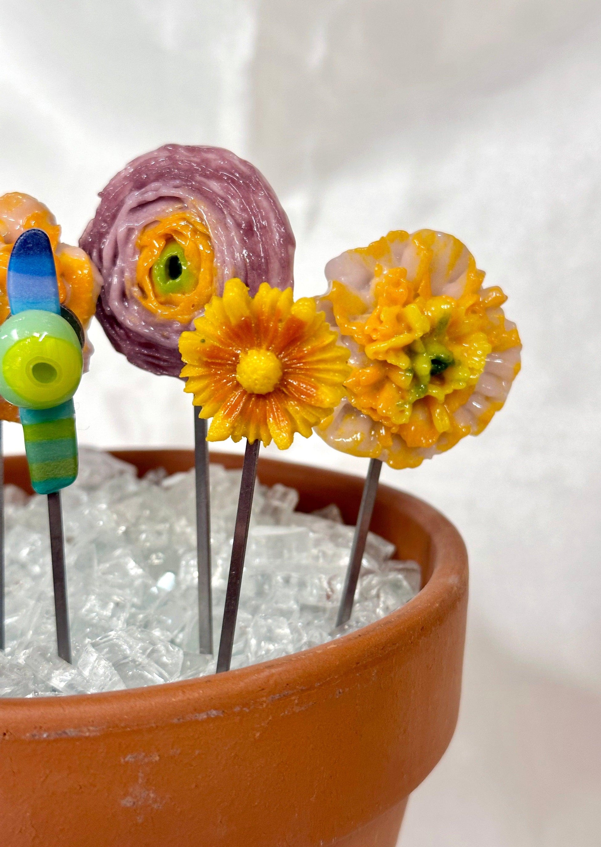 Small Fused Glass Flower Garden Stakes - 7" - Powerglassworks