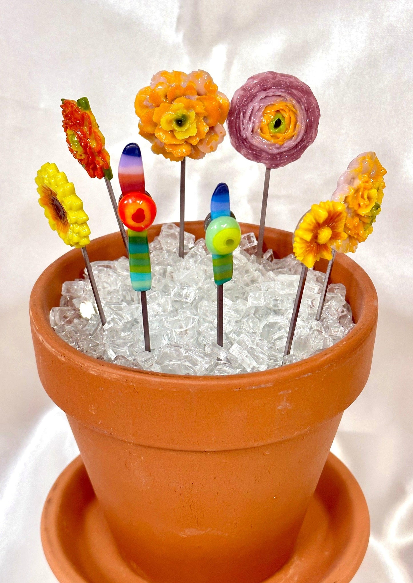 Small Fused Glass Flower Garden Stakes - 7" - Powerglassworks