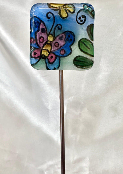 Fused Glass Butterfly Garden Stake - 14" - Powerglassworks