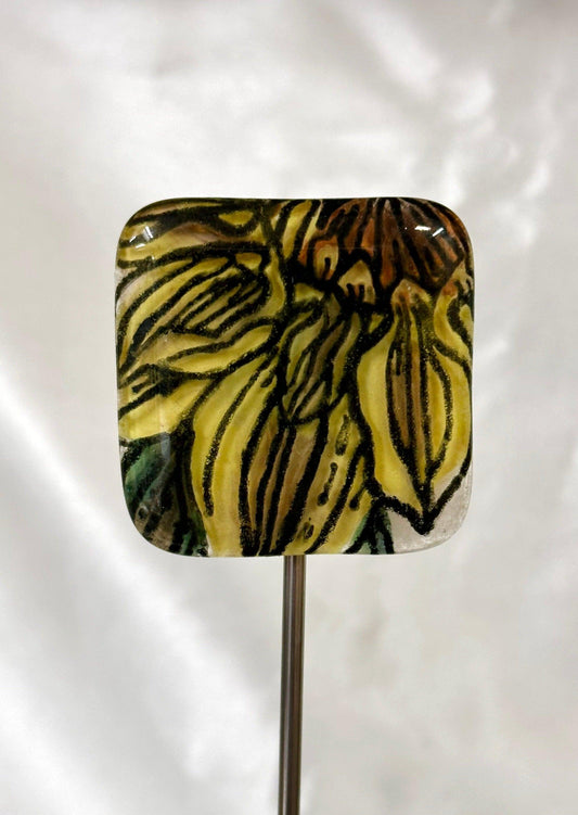 Fused Glass Sunflower Garden Stake - 14" - Powerglassworks