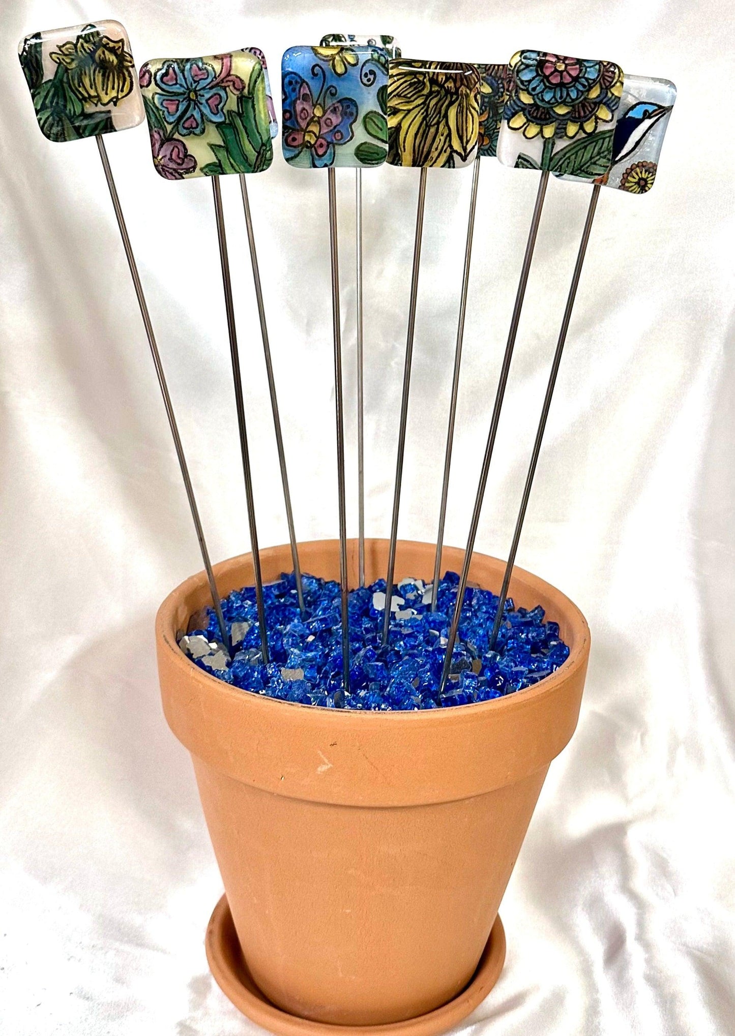 Fused Glass Butterfly Garden Stake - 14" - Powerglassworks