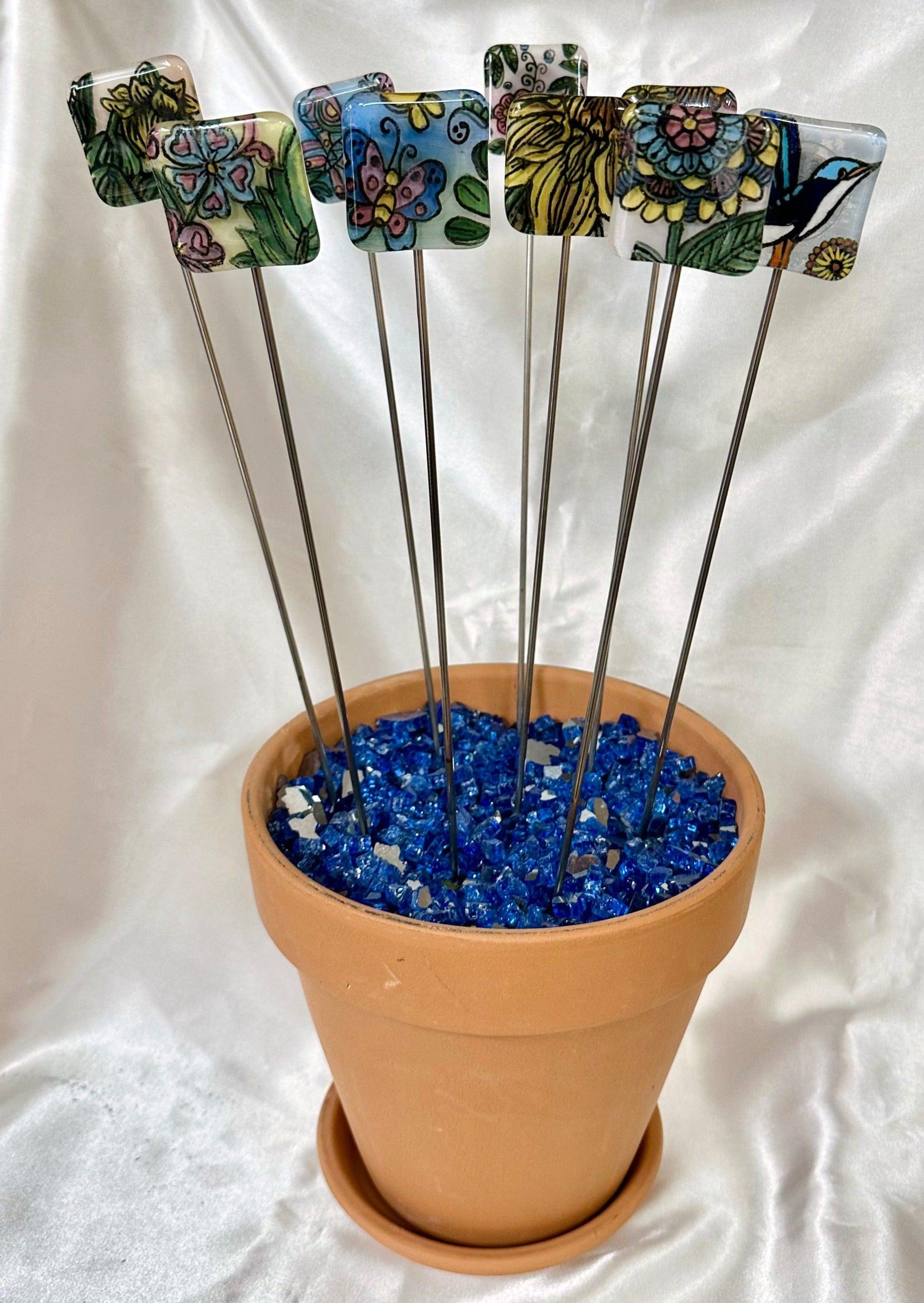 Fused Glass Butterfly Garden Stake - 14" - Powerglassworks