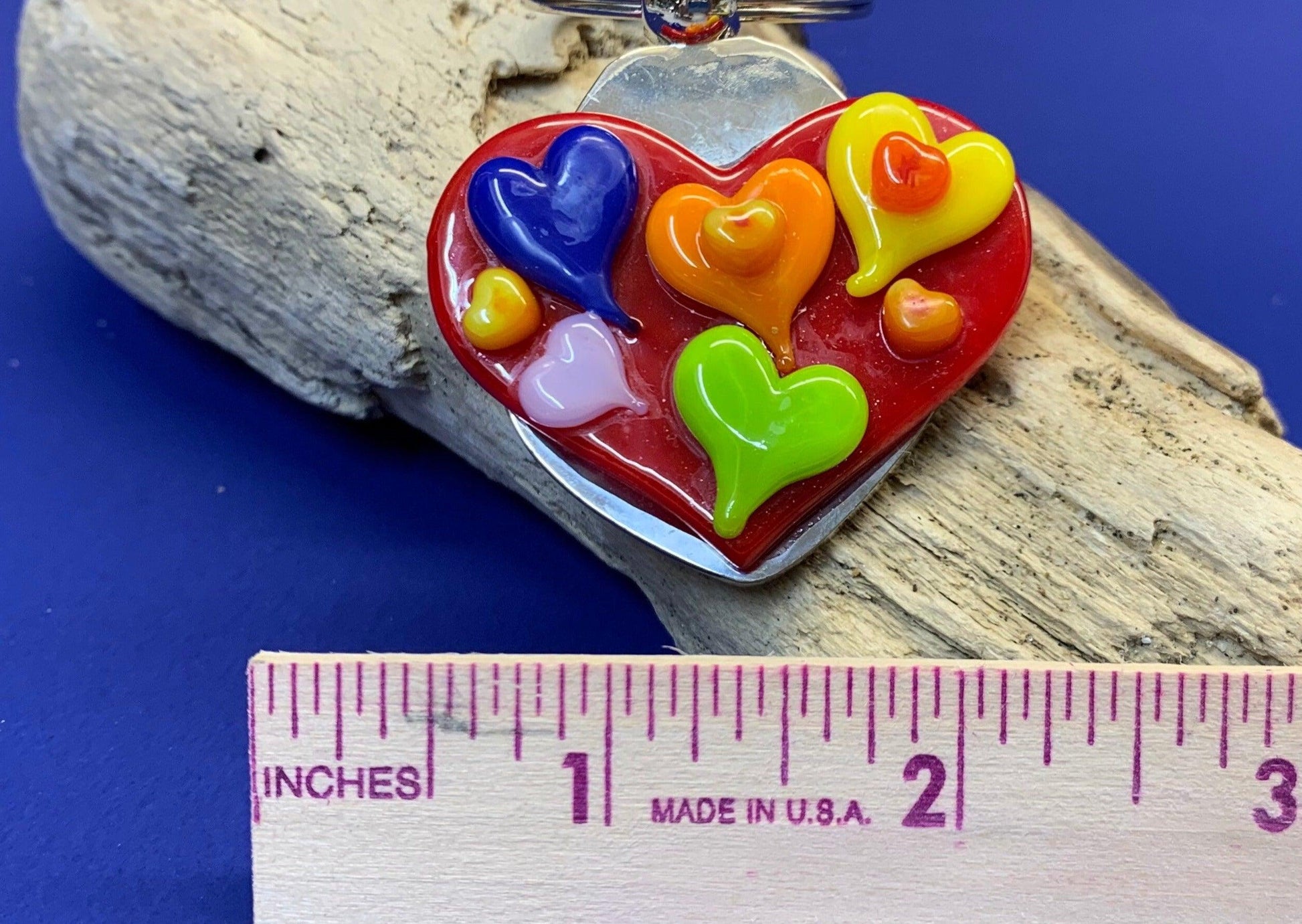 Hearts Fused Glass Key Ring - Powerglassworks