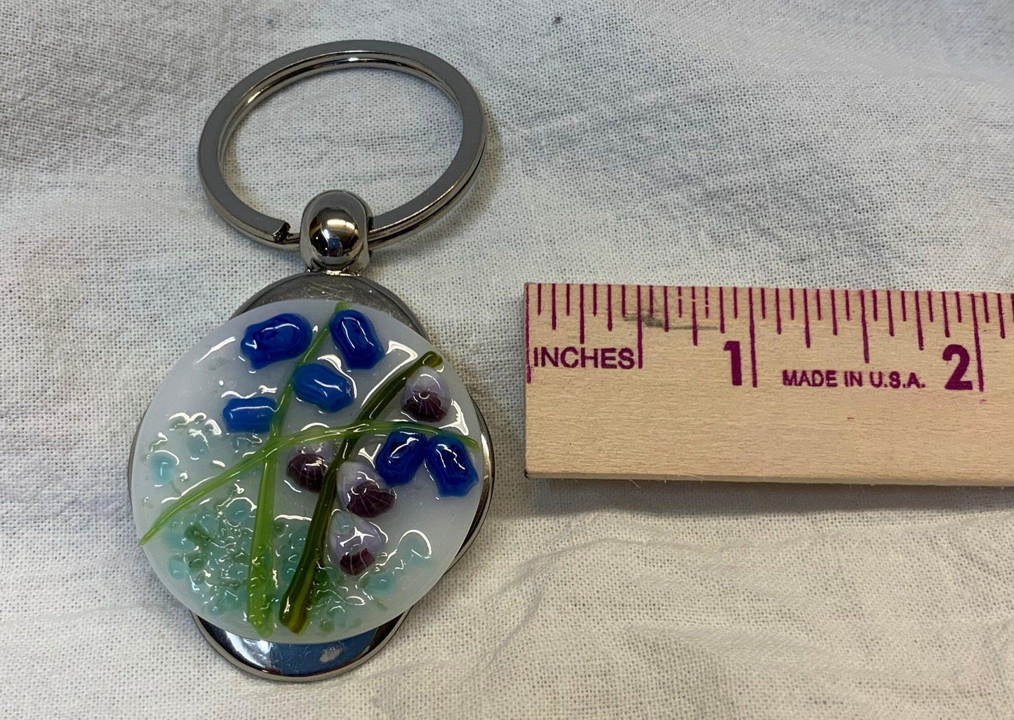 Bluebell Flowers Fused Glass Keychain - Powerglassworks