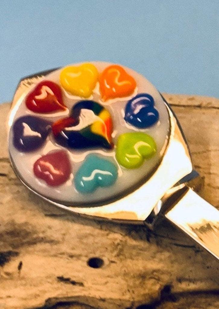 Fused Glass Letter Opener with Hearts - Powerglassworks