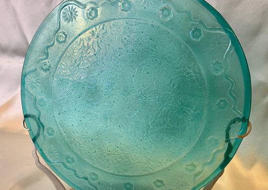 Iridescent Light Turquoise Platter - Powerglassworks