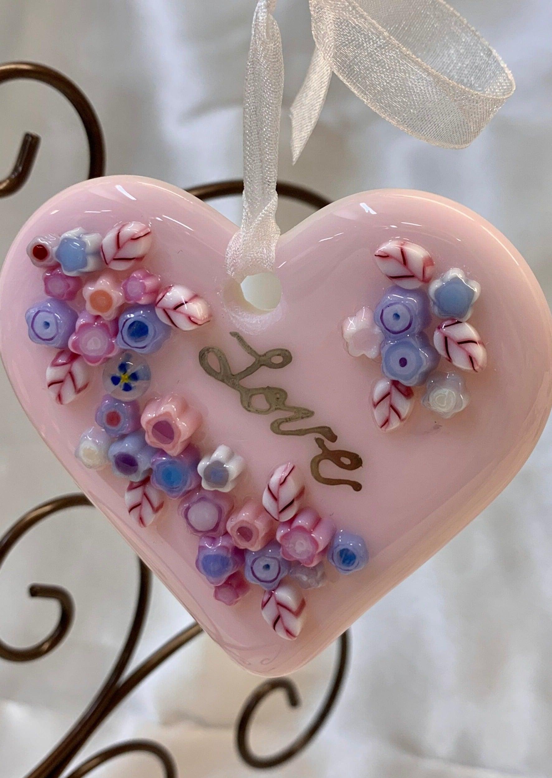 Fused Glass "Love" Heart Suncatcher - Powerglassworks